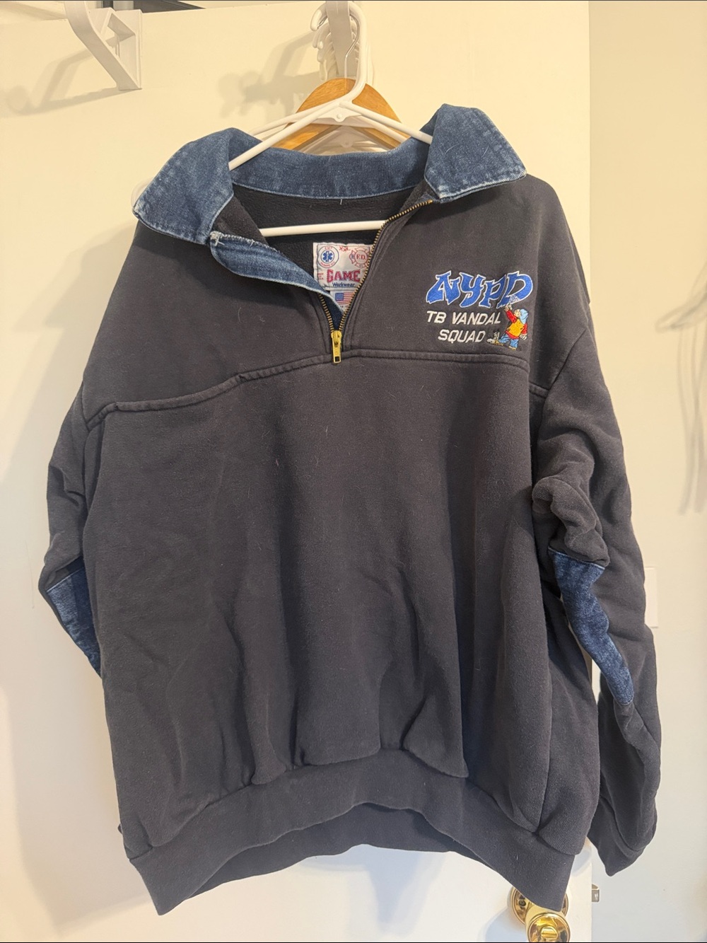 NYPD TB Vandal Squad Embroidered Half-Zip Sweater